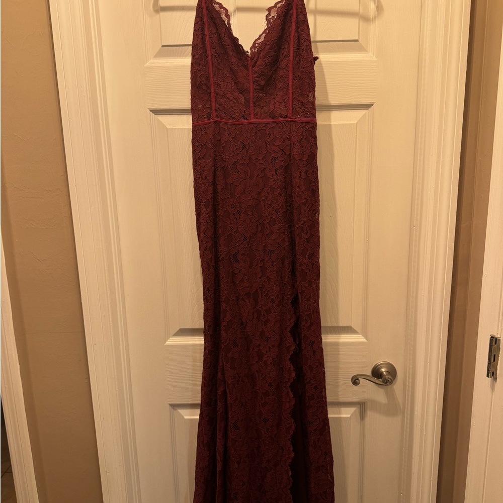 Tobi Burgundy Lace Maxi Dress